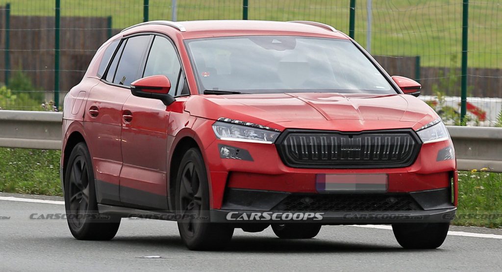  New Electric Skoda Enyaq iV Sheds Most Camo To Reveal VW ID.4 Roots In Latest Scoop