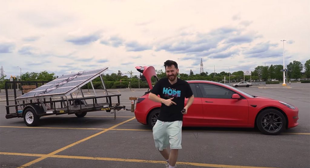  YouTuber Uses Solar Panels To Charge A Tesla Model 3 – But It Would Take 10 Days