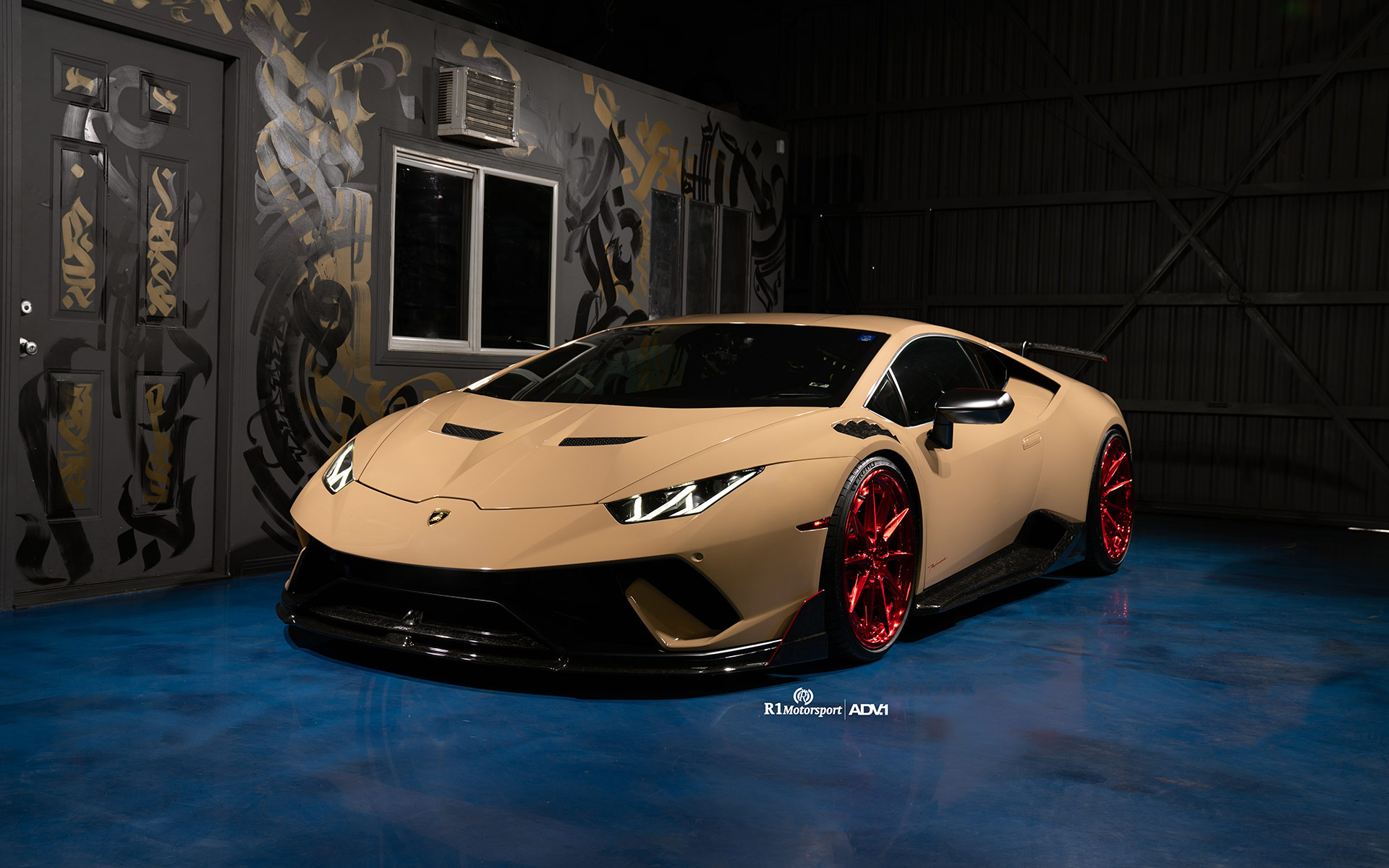 Lamborghini Huracan Performante Puts On A Desert Theme, Glossy Red Rims