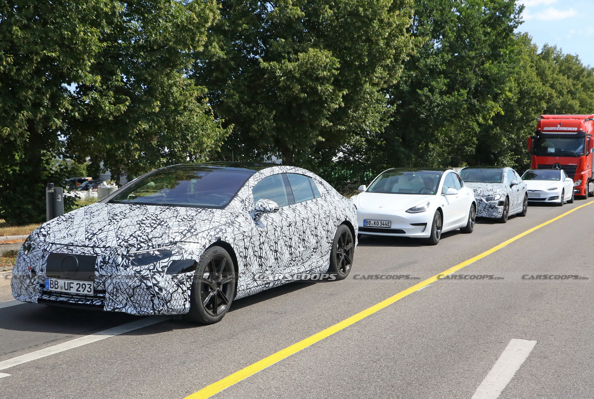 Mercedes-Benz Spied Benchmarking New EQS Electric Sedan Against Teslas