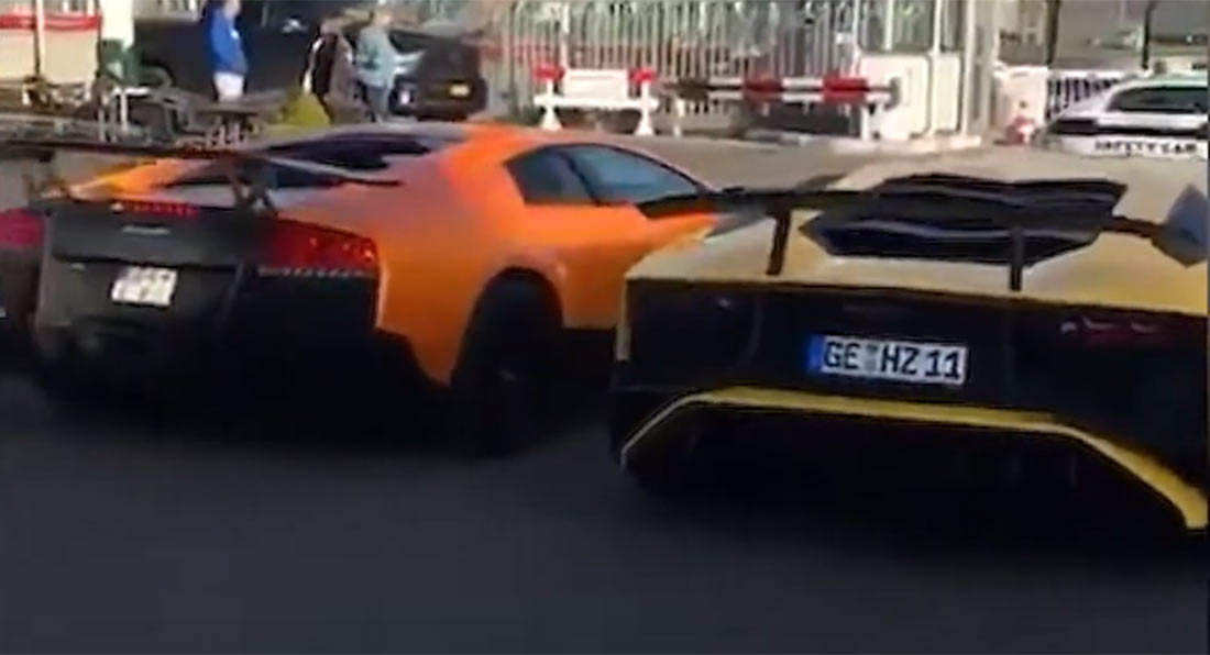 wince-as-a-lamborghini-aventador-sv-and-a-murcielago-sv-slowly-run-into