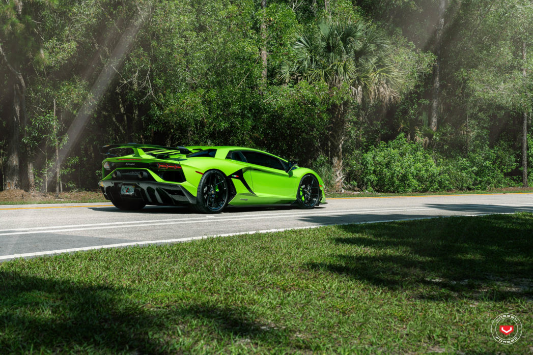 Lamborghini Aventador SVJ Rocks Gloss Black Vossen Alloys, Novitec Suspension