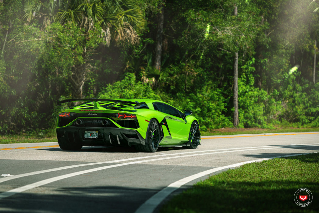 Lamborghini Aventador SVJ Rocks Gloss Black Vossen Alloys, Novitec Suspension