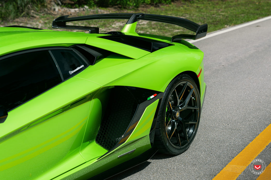 Lamborghini Aventador SVJ Rocks Gloss Black Vossen Alloys, Novitec Suspension