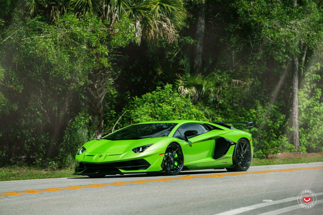 Lamborghini Aventador SVJ Rocks Gloss Black Vossen Alloys, Novitec Suspension