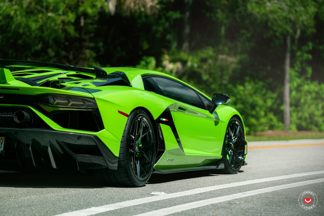 Lamborghini Aventador SVJ Rocks Gloss Black Vossen Alloys, Novitec Suspension