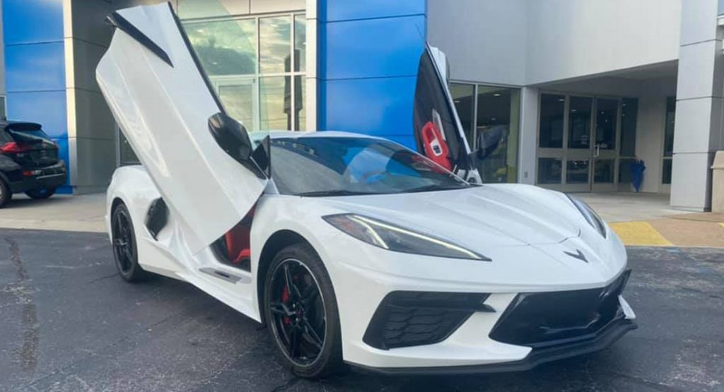  First C8 Corvette With Scissor Doors On Display At… Chevy Dealership?