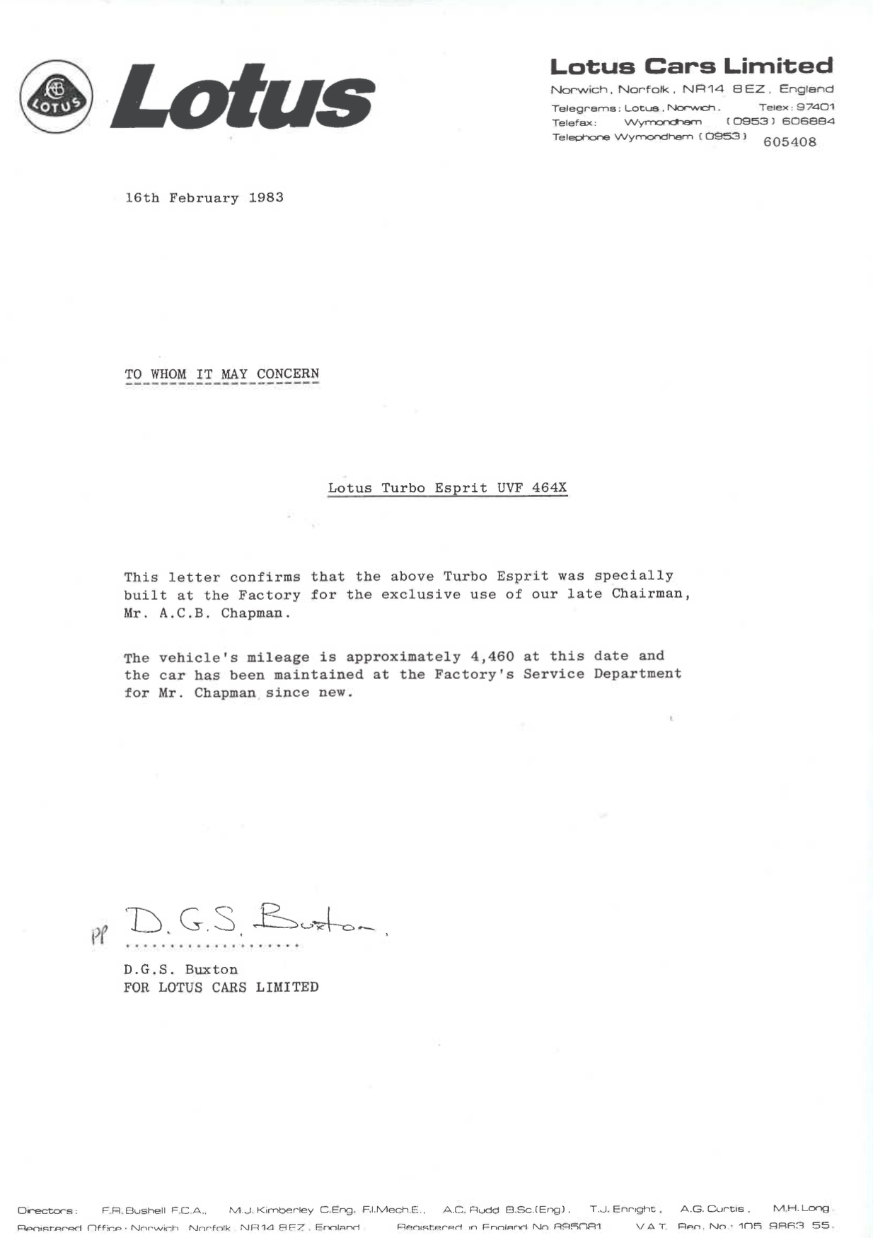 Colin Chapman’s Unique 1981 Lotus Turbo Esprit Launches Certificate Of Provenance Program