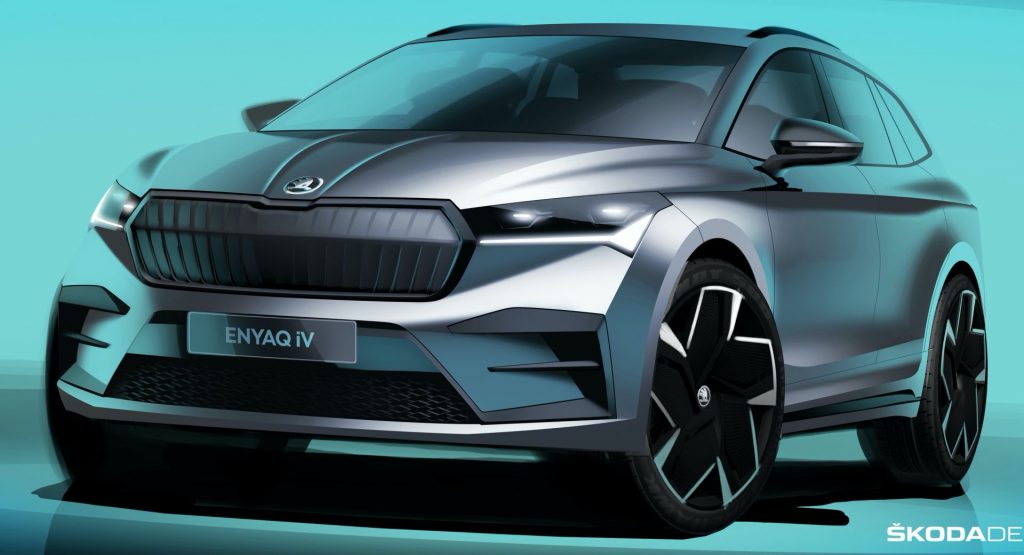  2021 Skoda Enyaq iV’s Exterior Design Teased In Official Sketches