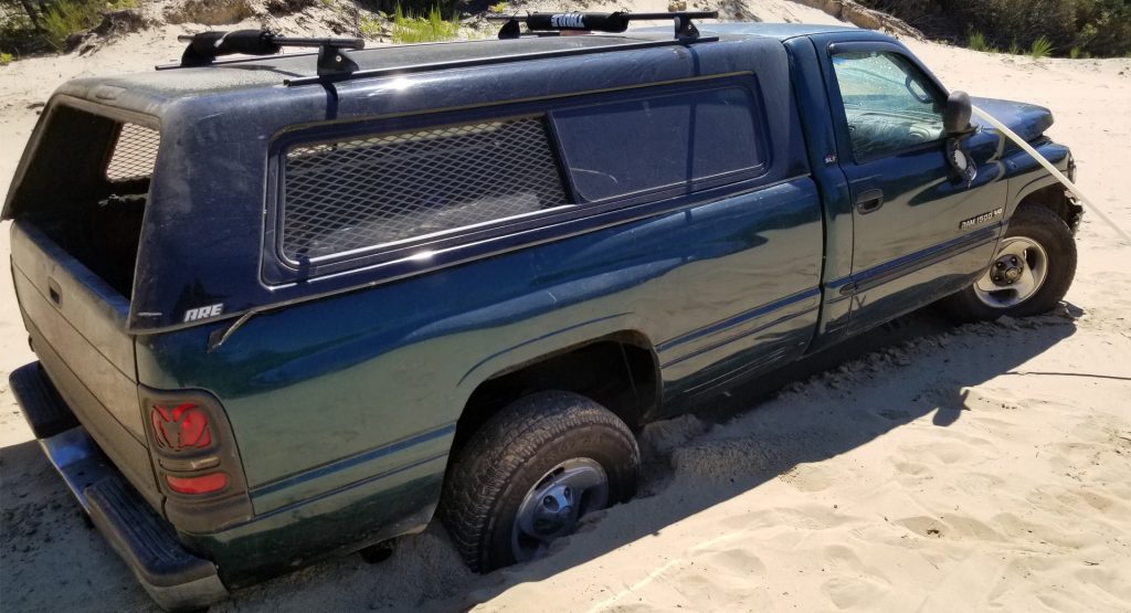 Driver Of Stolen Truck Reportedly Hit 26 Cars In Just 40 Miles, Before Getting Stuck In Sand