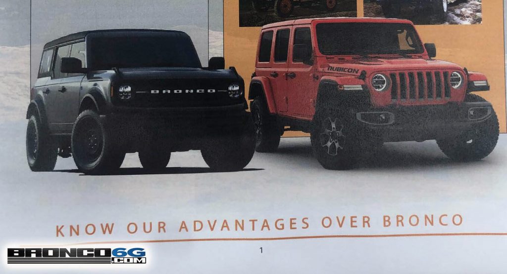 Jeep Touts Wrangler “Advantages” Over Ford Bronco, Calls It An Imitator In Alleged Pamphlet