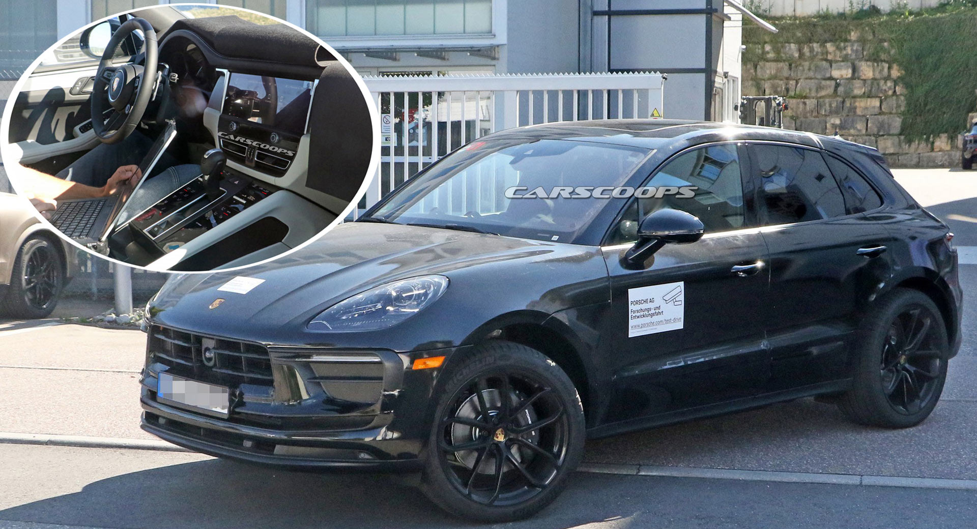 facelifted porsche macan spied inside and out will be sold alongside the up ing electric version
