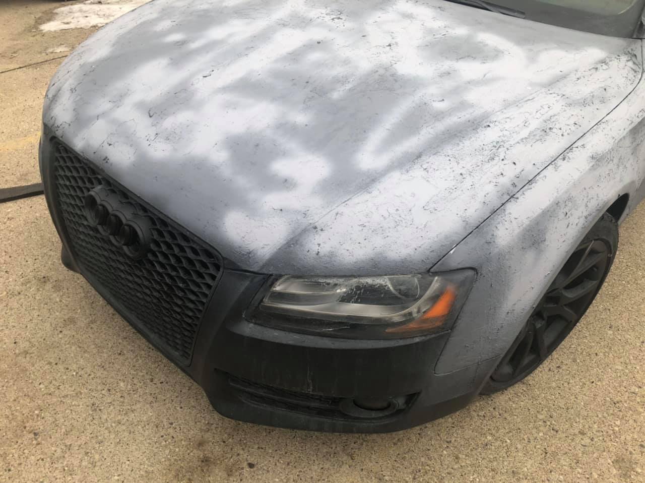Oh, The Horror! Audi A5 Coupe Was Plasti-Dipped And Then Covered In Paint Stripper