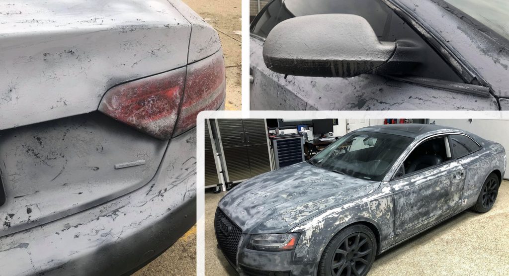  Oh, The Horror! Audi A5 Coupe Was Plasti-Dipped And Then Covered In Paint Stripper