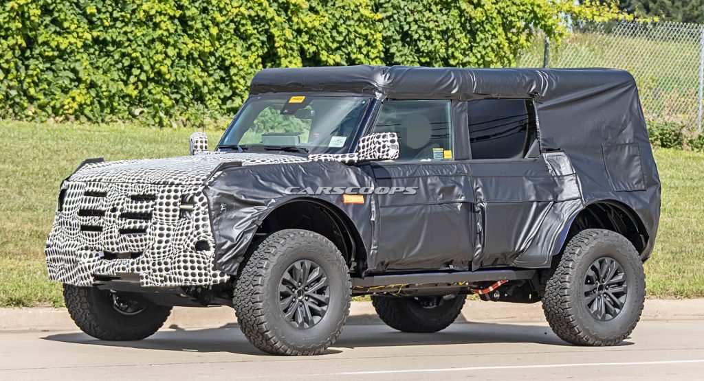  2021 Ford Bronco Warthog Prototype Spotted With Sasquatch Pack Tires And Raptor-Spec Shocks