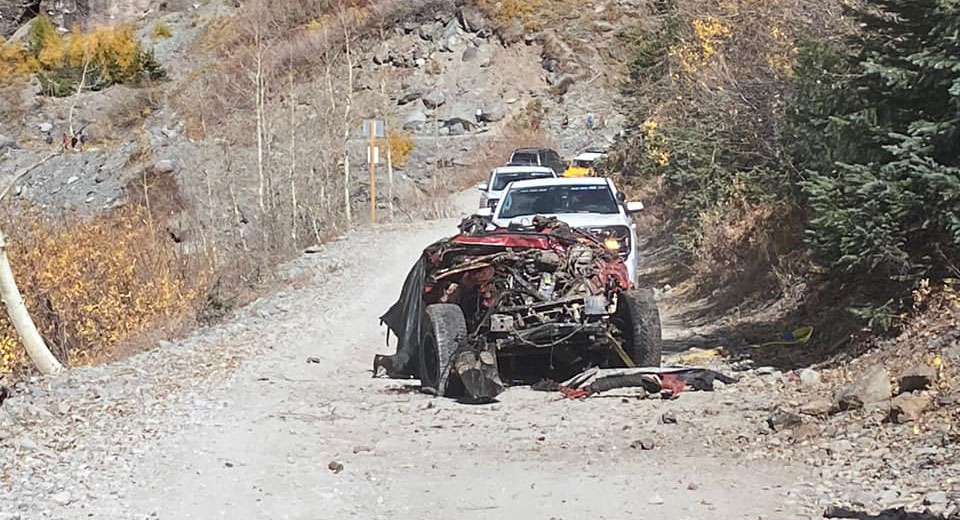  Jeep Wrangler Destroyed After Rolling Off Colorado Trail, Passenger Seriously Injured