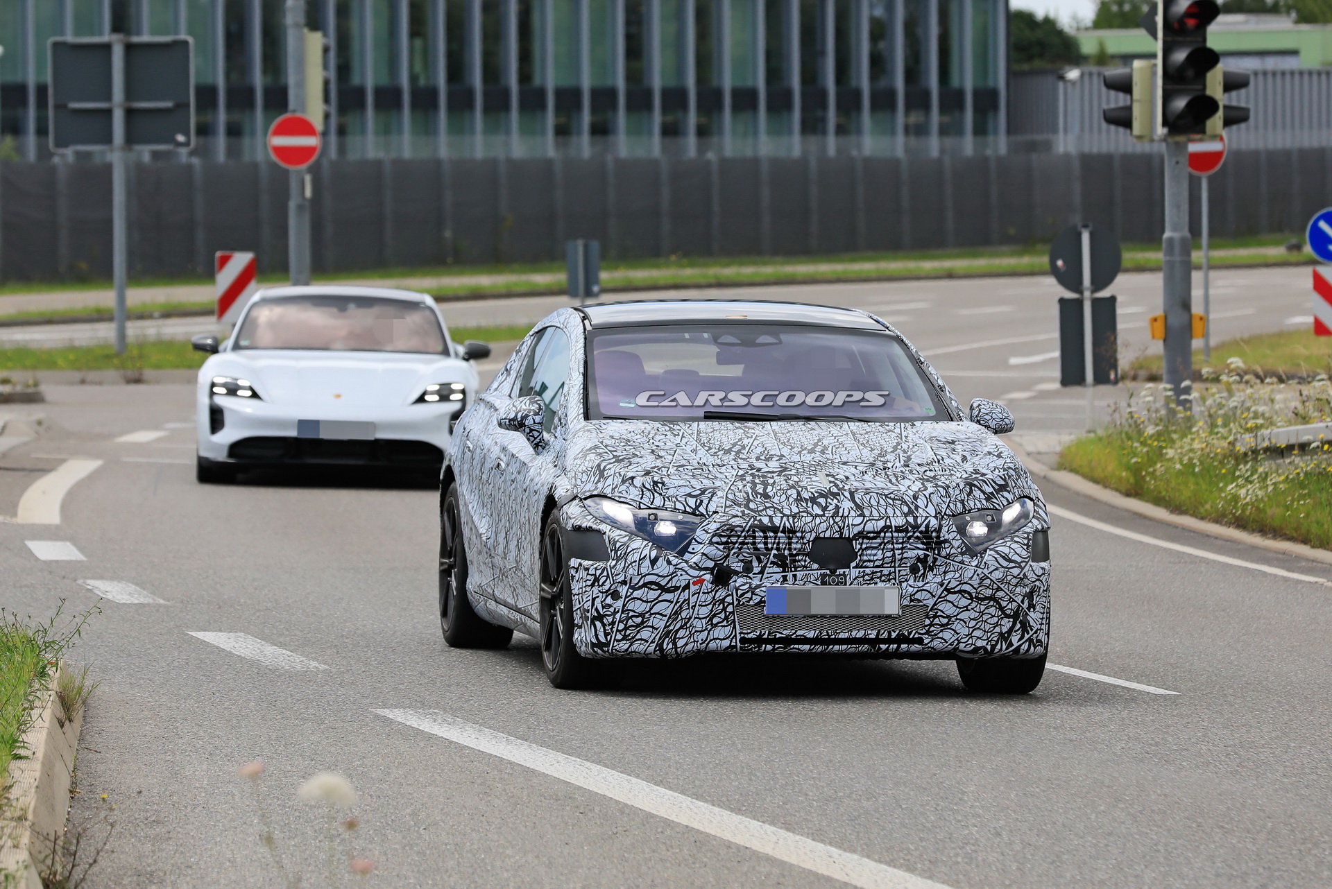 Mercedes Caught Benchmarking EQS Against A Porsche Taycan