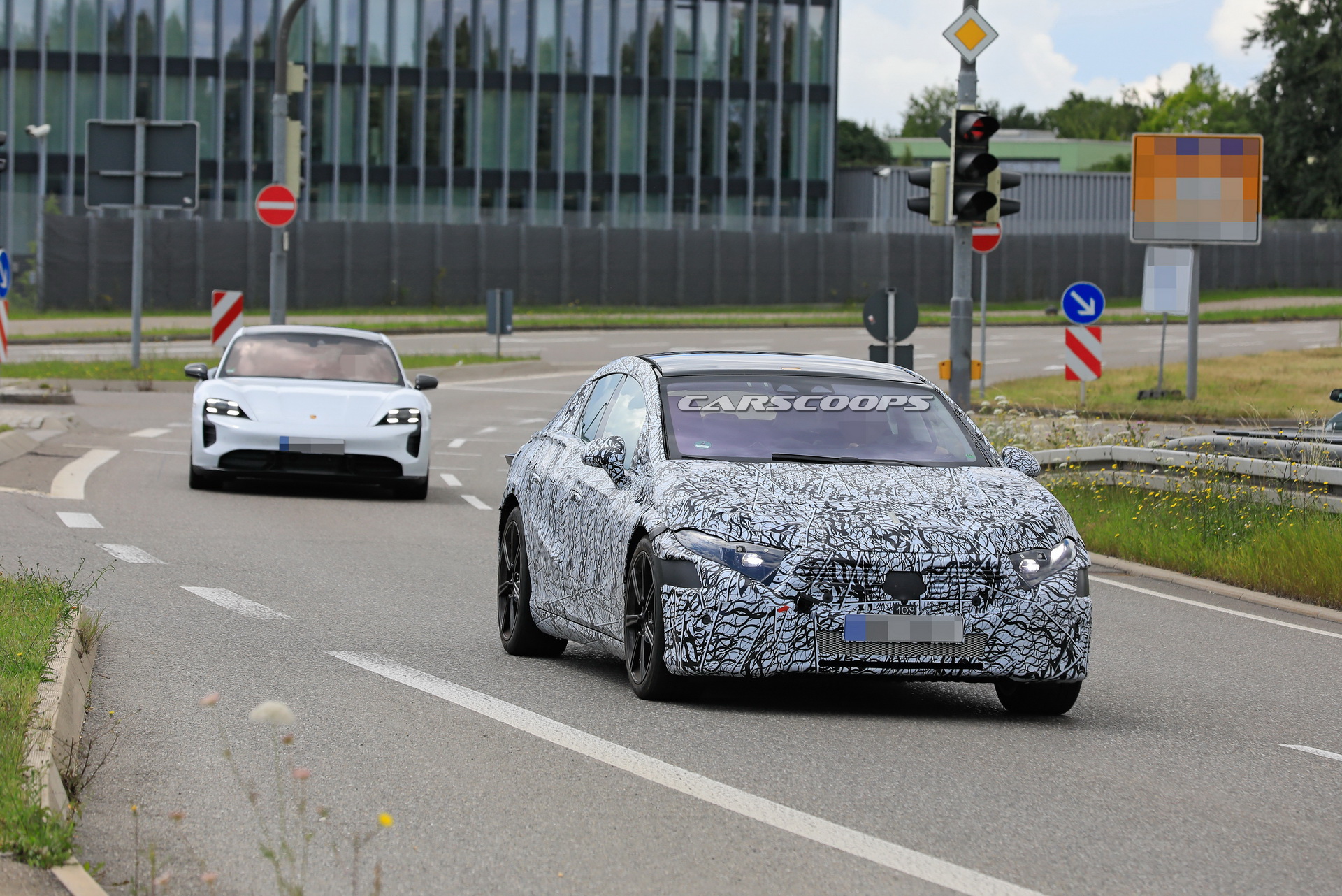 Mercedes Caught Benchmarking EQS Against A Porsche Taycan