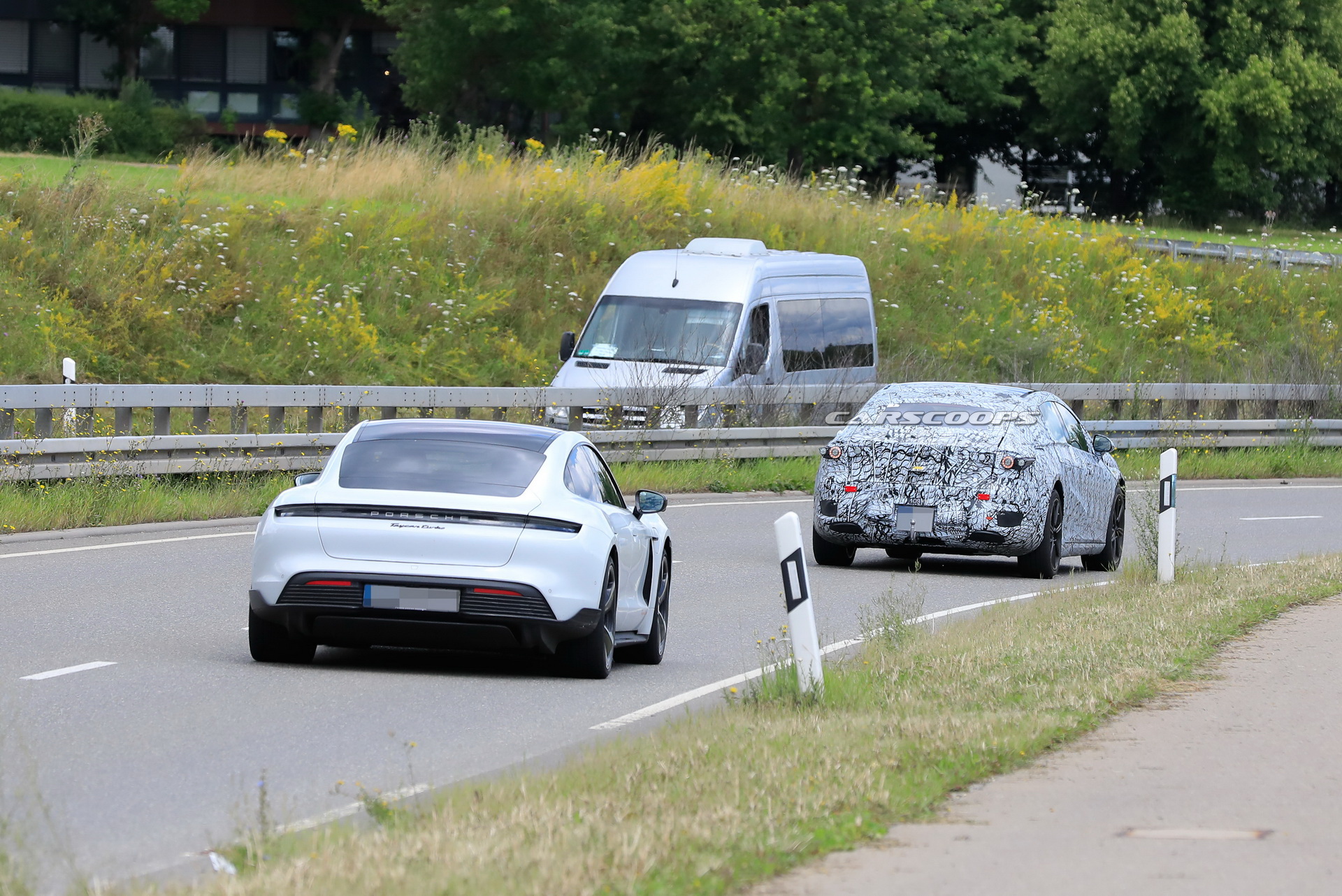 Mercedes Caught Benchmarking EQS Against A Porsche Taycan