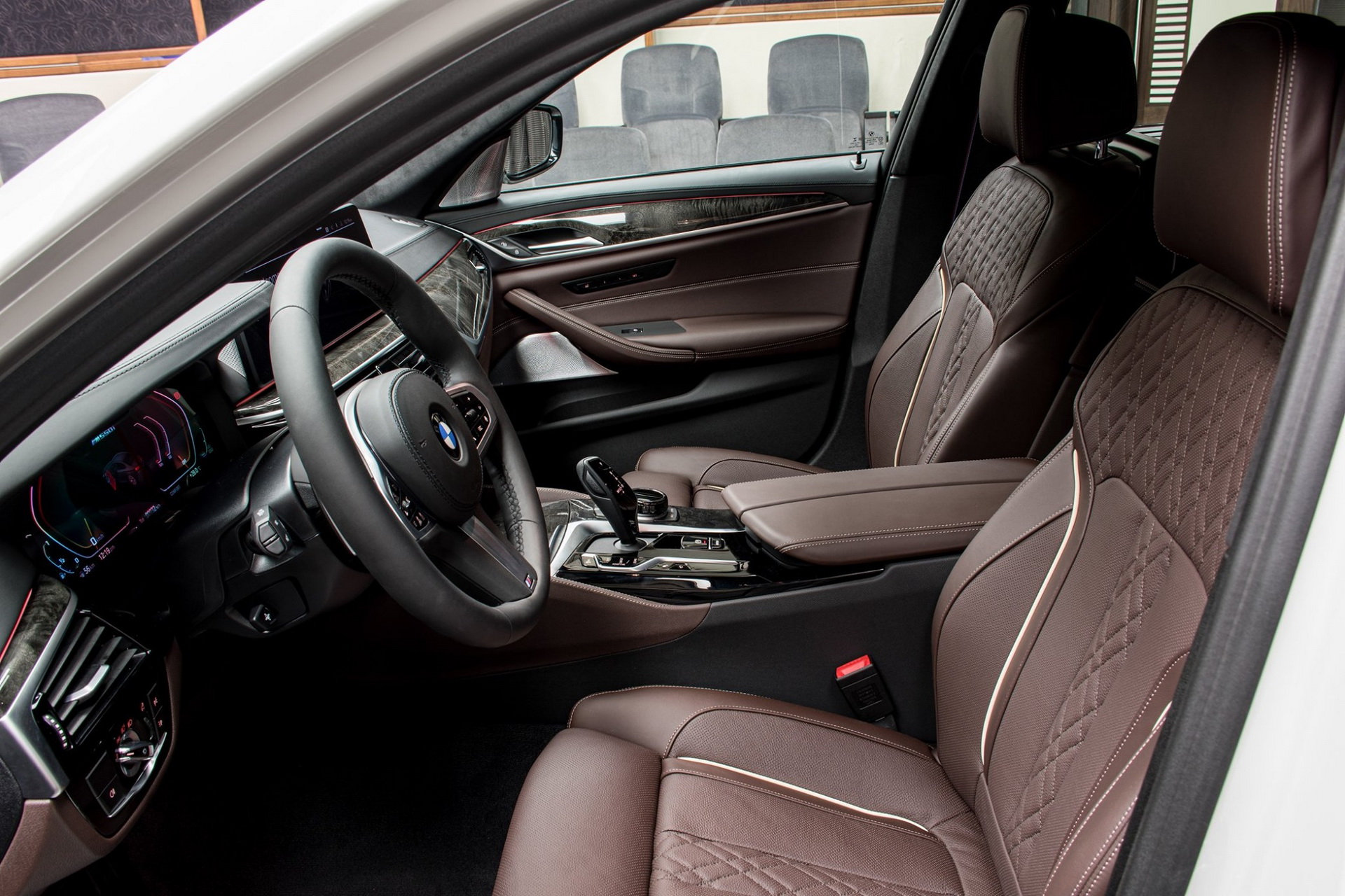 2021 BMW M550i Matches Alpine White Body With Mocha Interior