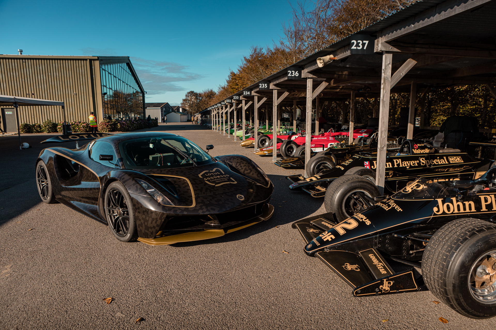Lotus Evija EV Dresses Up In Famous ‘John Player Special’ Black And Gold Livery
