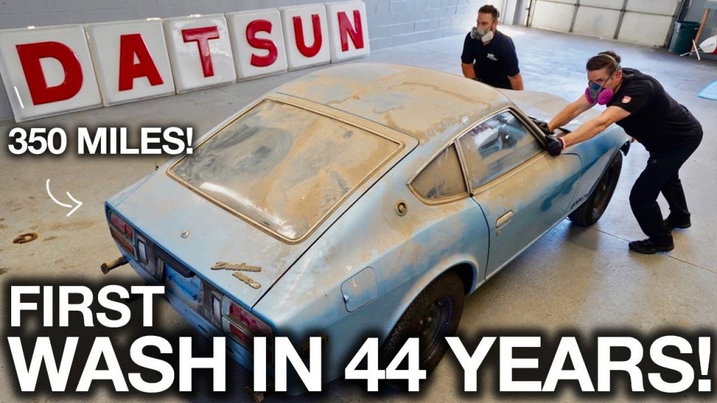 A 1976 Datsun 280Z With Just 350 Miles That Sat In A Barn For 44 Years Gets Its First Wash