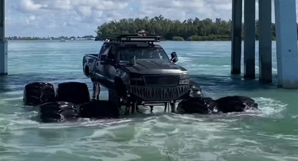  Insane Silverado-Based ‘Monstermax’ Pickup Goes Swimming In The Gulf Of Mexico