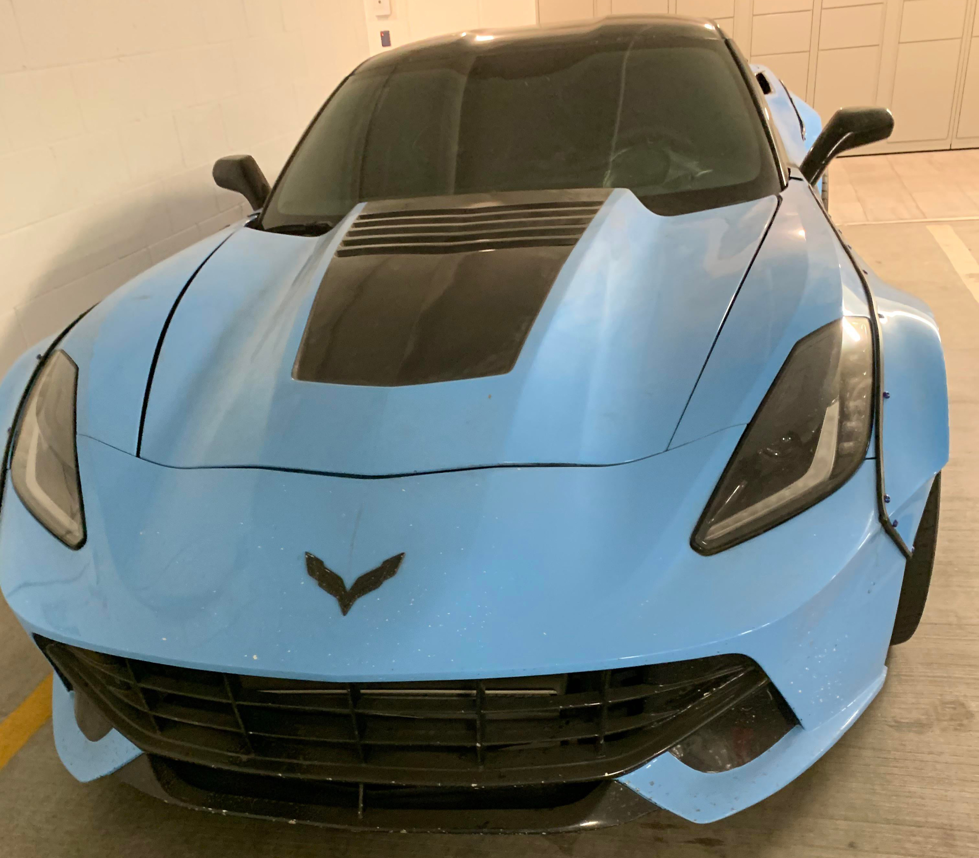 Nailed It Corvette Z06 Puts On Weird Widebody Kit Ferrari F12 Like Front End Carscoops