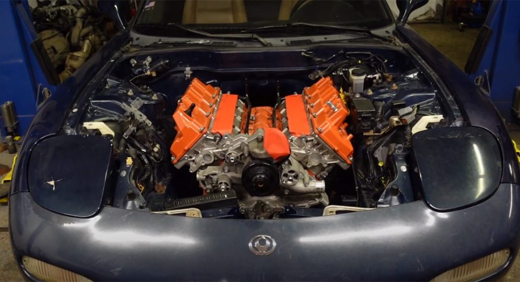 Rotary Be Damned This Mazda Rx 7 Is Being Equipped With A Hellcat V8 Engine Carscoops
