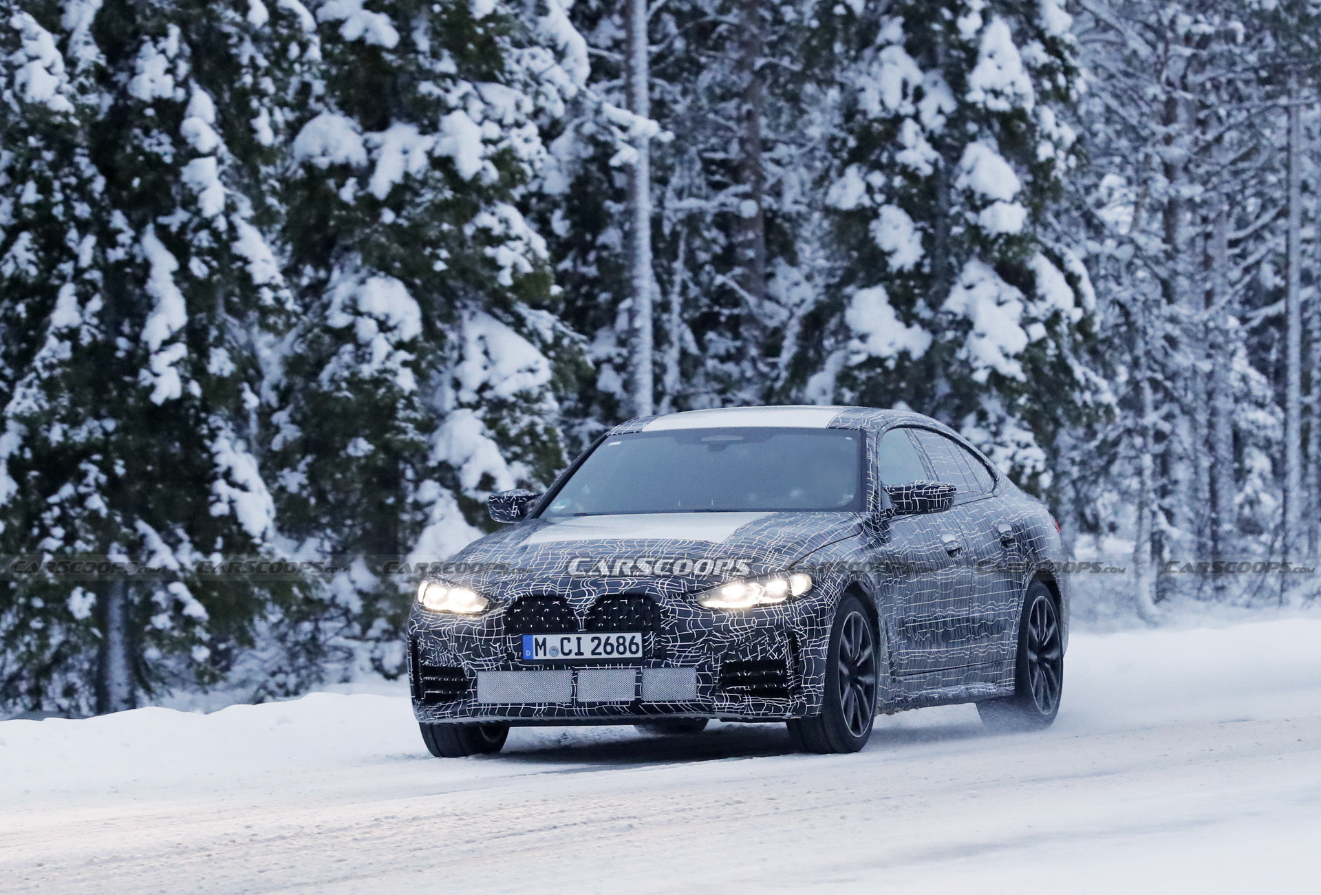 2022 BMW 4-Series Gran Coupe Spotted Freezing Its Fastback Off During Cold Weather Tests