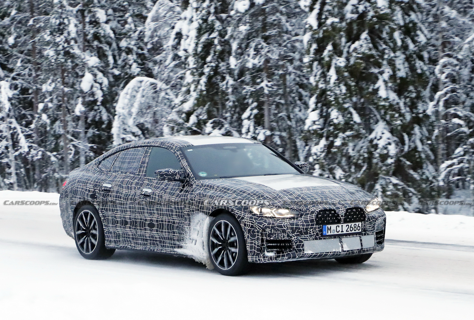 2022 BMW 4-Series Gran Coupe Spotted Freezing Its Fastback Off During Cold Weather Tests