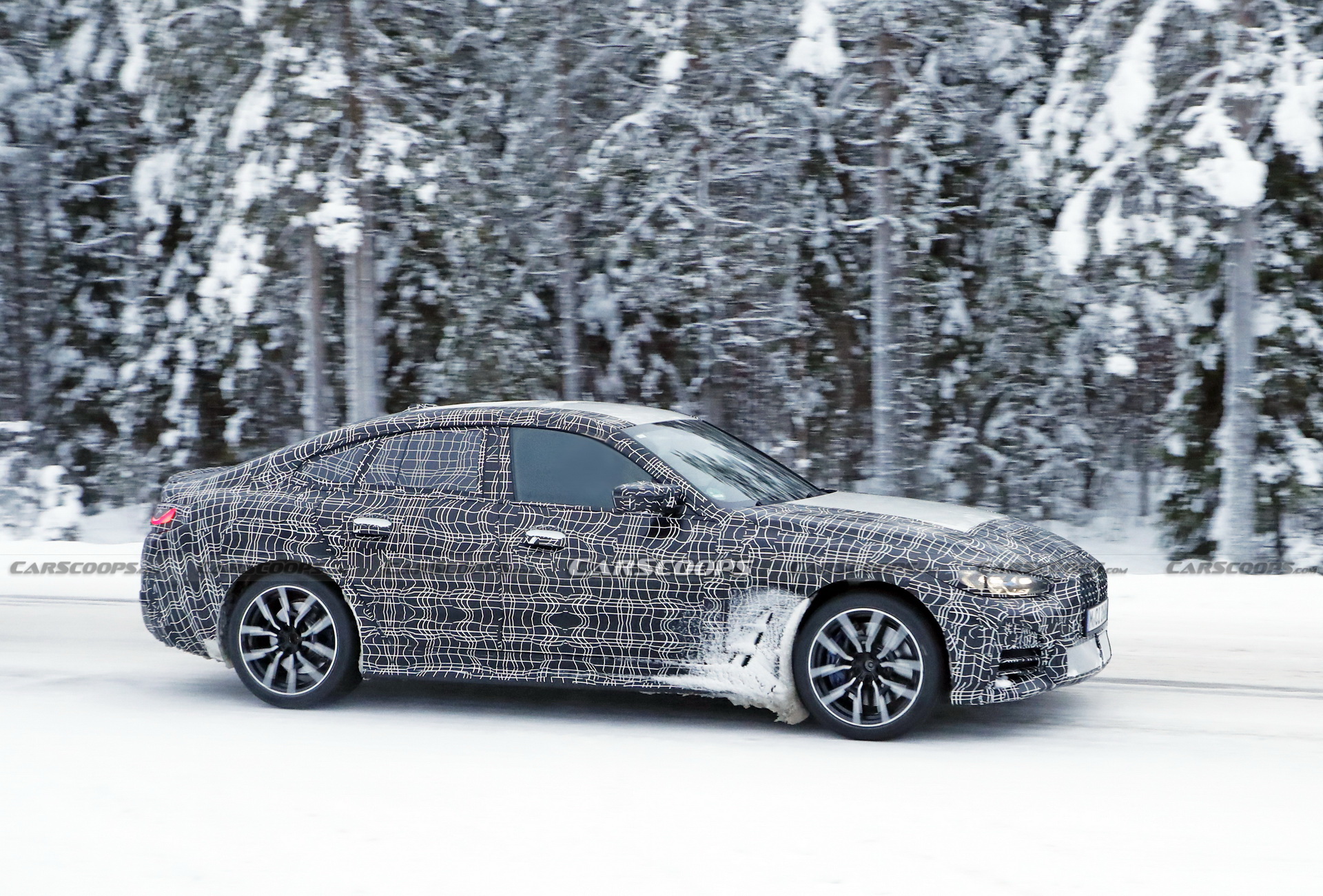 2022 BMW 4-Series Gran Coupe Spotted Freezing Its Fastback Off During Cold Weather Tests