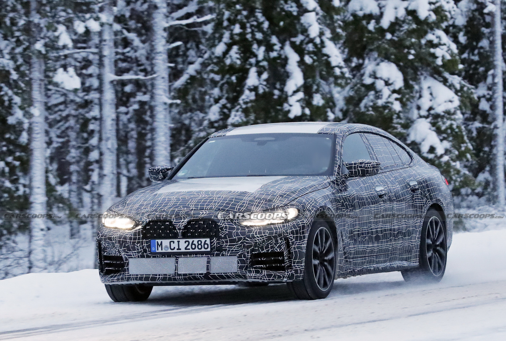 2022 BMW 4-Series Gran Coupe Spotted Freezing Its Fastback Off During Cold Weather Tests