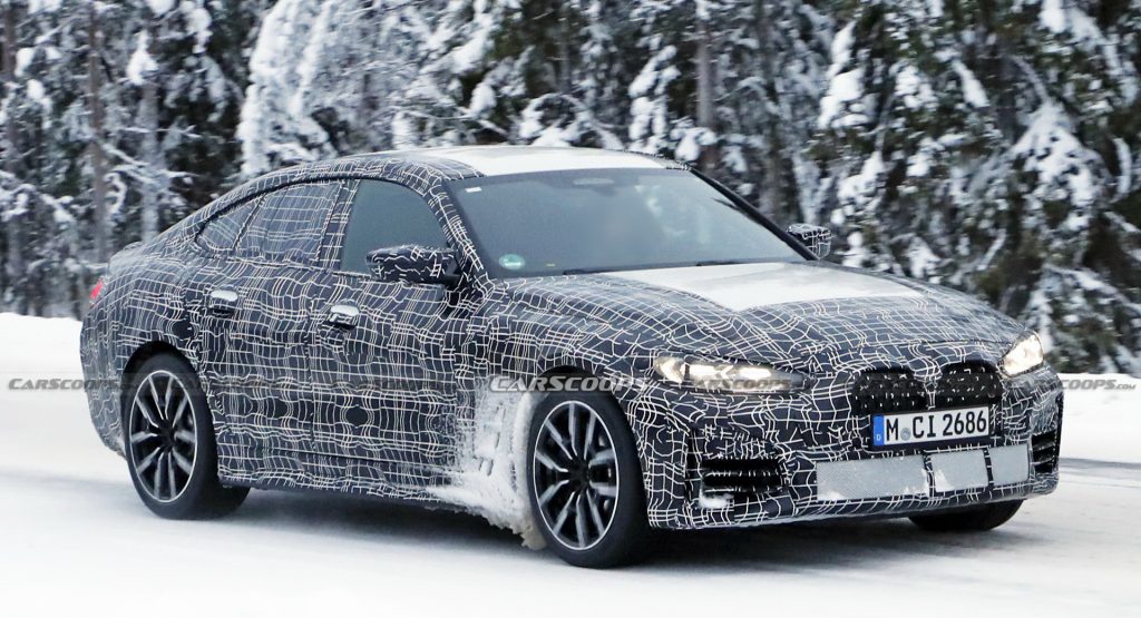  2022 BMW 4-Series Gran Coupe Spotted Freezing Its Fastback Off During Cold Weather Tests