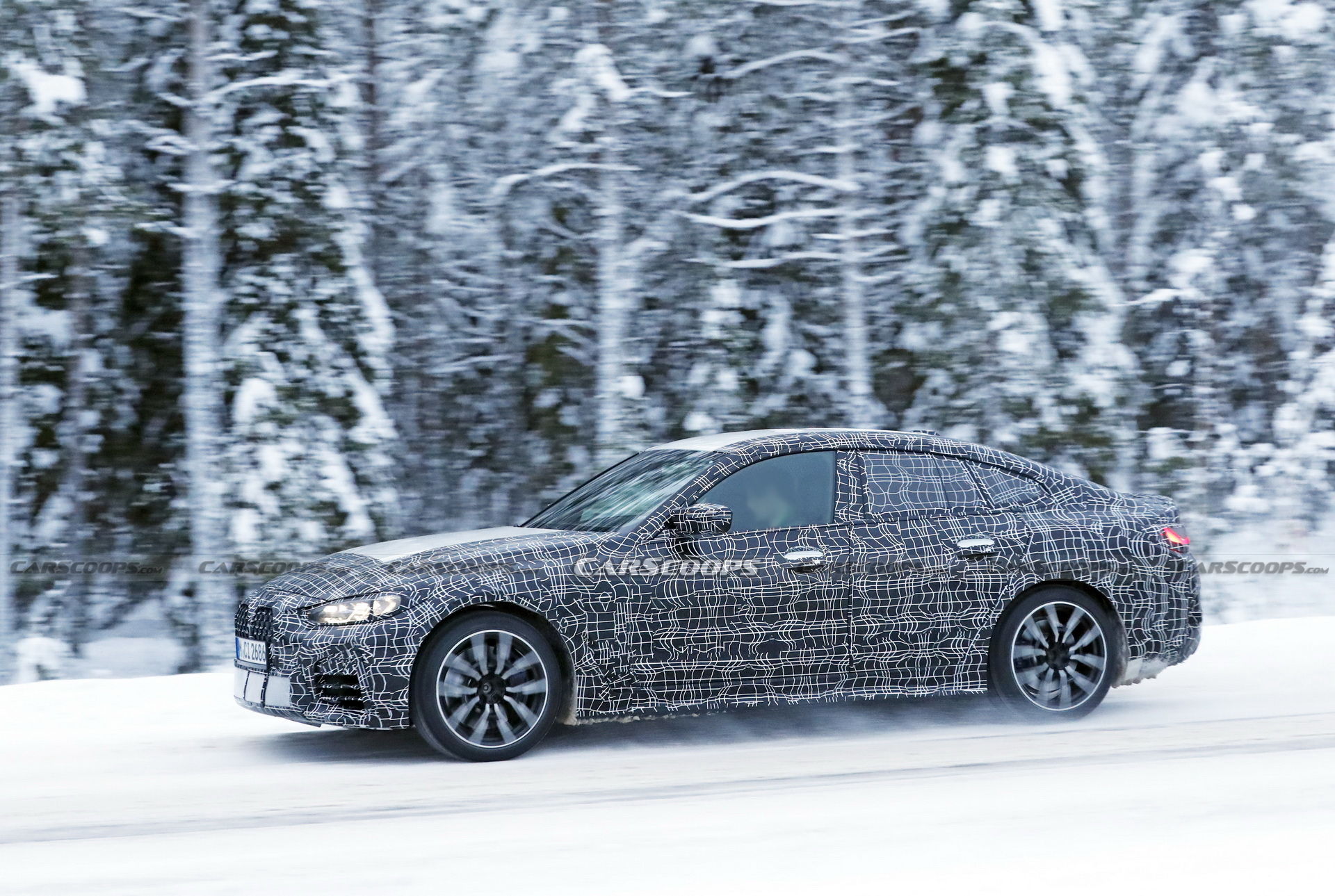 2022 BMW 4-Series Gran Coupe Spotted Freezing Its Fastback Off During Cold Weather Tests