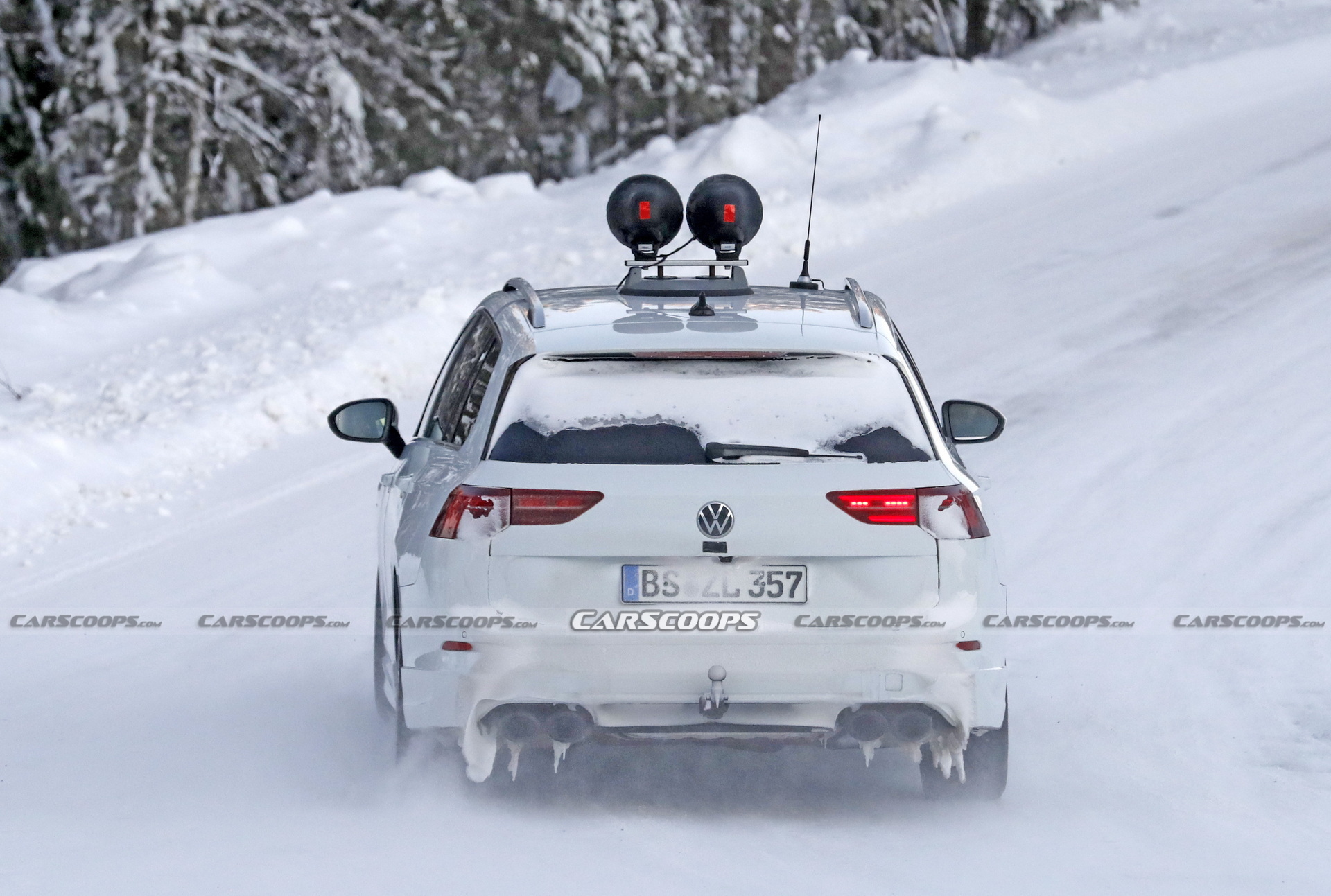 VW Golf R Wagon Spotted Testing In The Snow With Almost No Camo