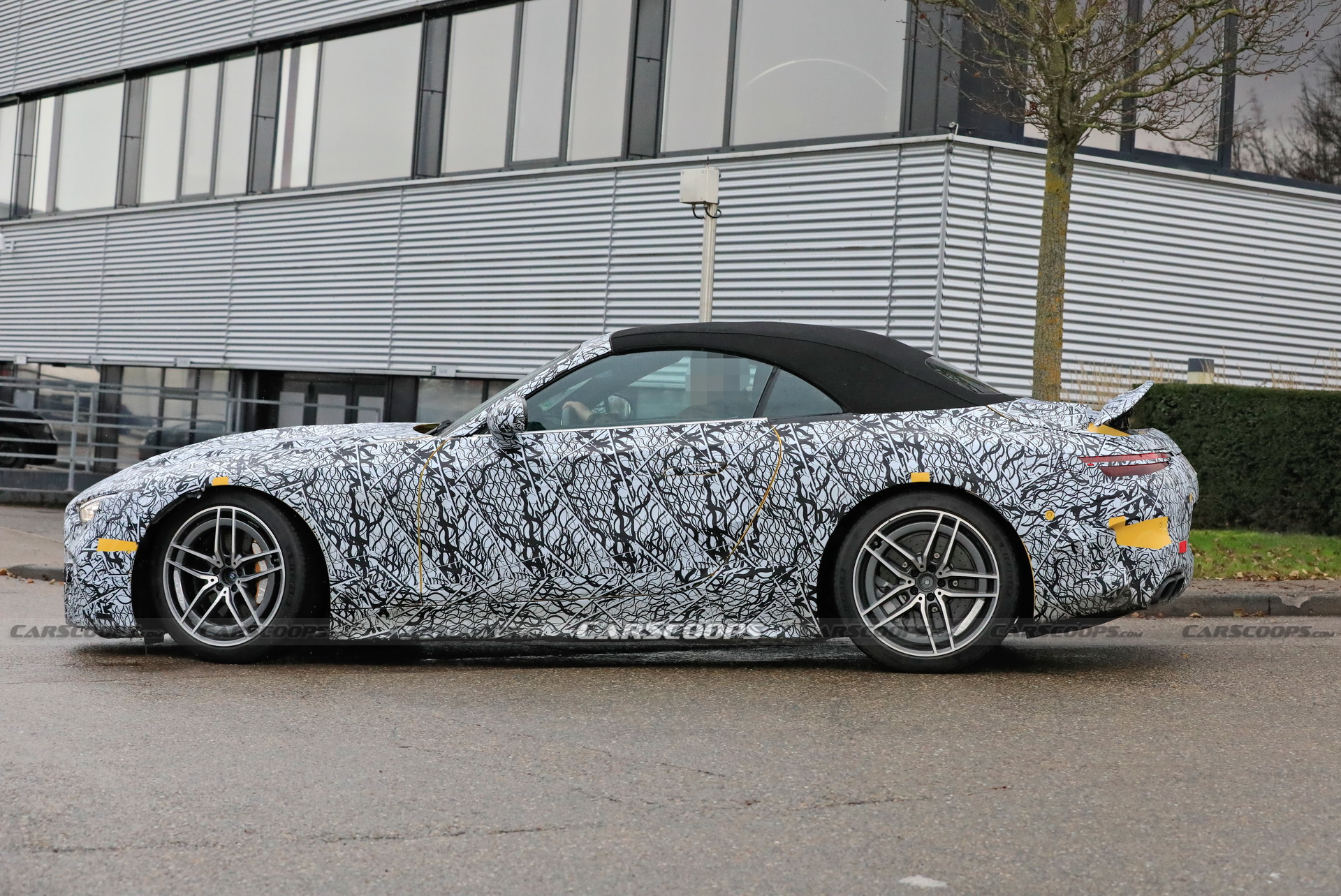 2022 Mercedes-AMG SL Shows Panamericana Grille, Active Rear Spoiler And Production Soft Top