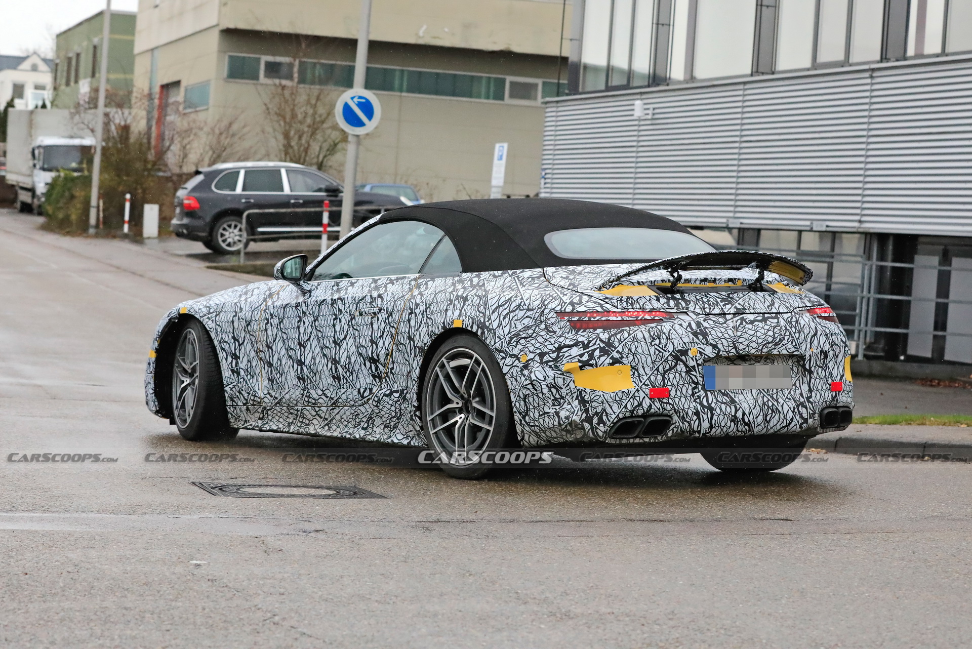 2022 Mercedes-AMG SL Shows Panamericana Grille, Active Rear Spoiler And Production Soft Top