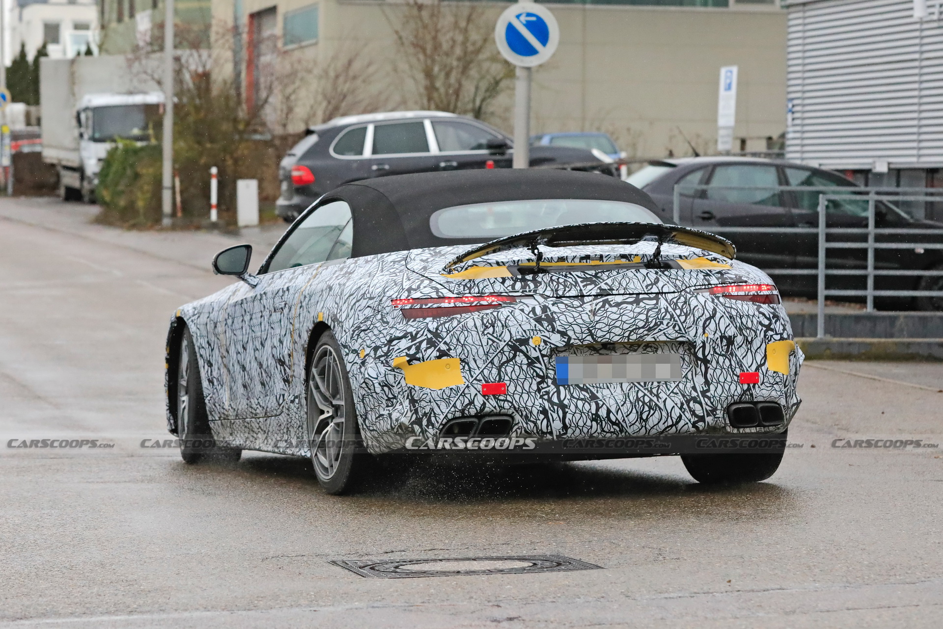 2022 Mercedes-AMG SL Shows Panamericana Grille, Active Rear Spoiler And Production Soft Top