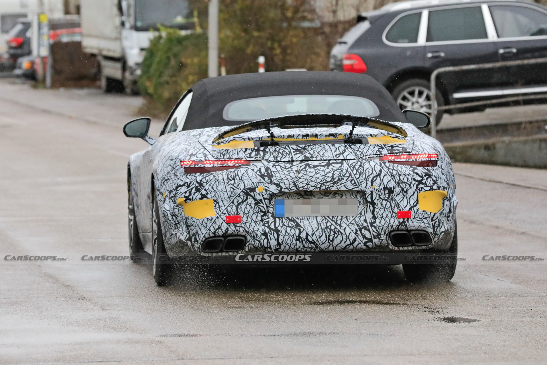 2022 Mercedes-AMG SL Shows Panamericana Grille, Active Rear Spoiler And Production Soft Top