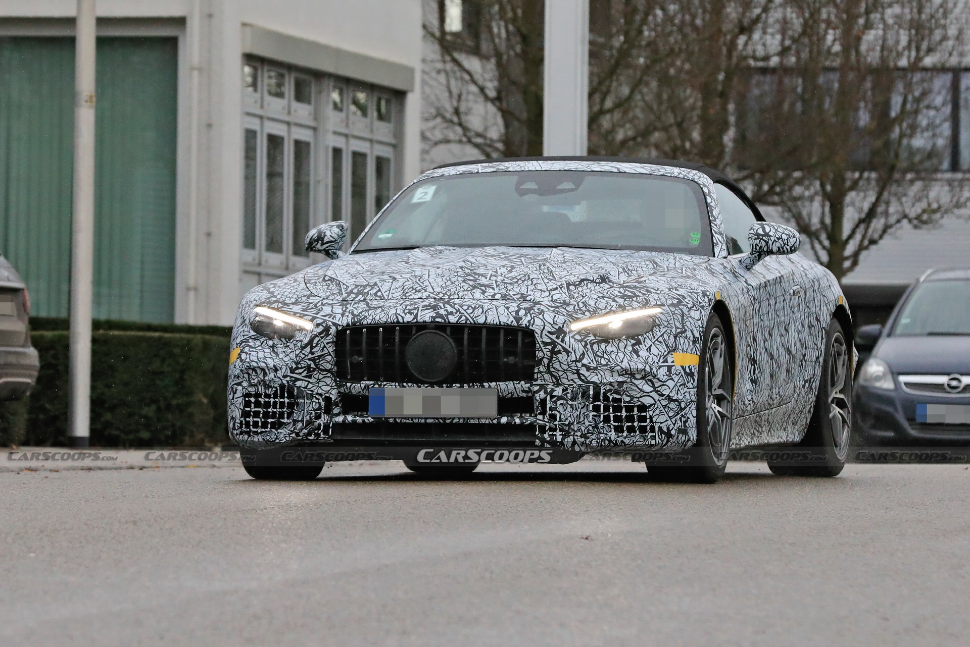 2022 Mercedes-AMG SL Shows Panamericana Grille, Active Rear Spoiler And Production Soft Top