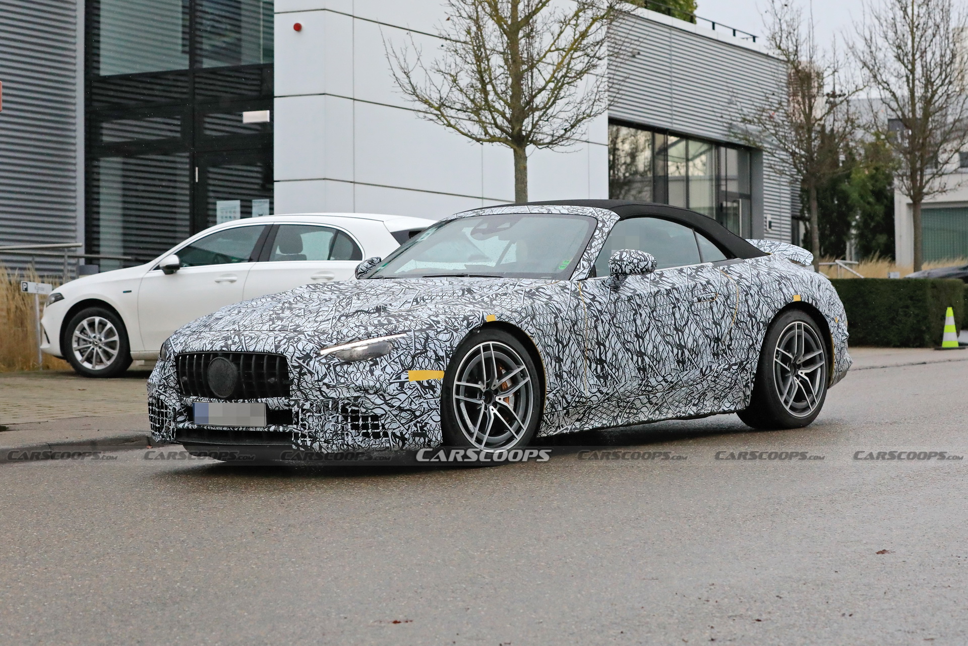 2022 Mercedes-AMG SL Shows Panamericana Grille, Active Rear Spoiler And Production Soft Top