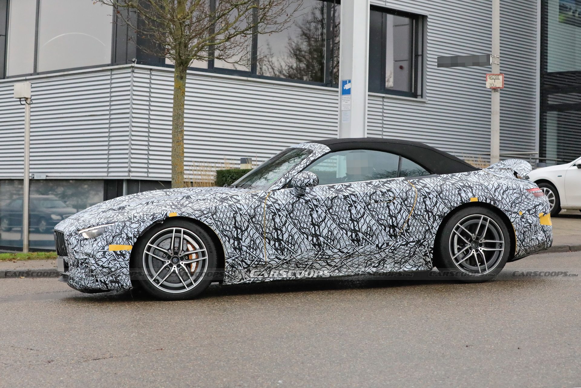 2022 Mercedes-AMG SL Shows Panamericana Grille, Active Rear Spoiler And Production Soft Top