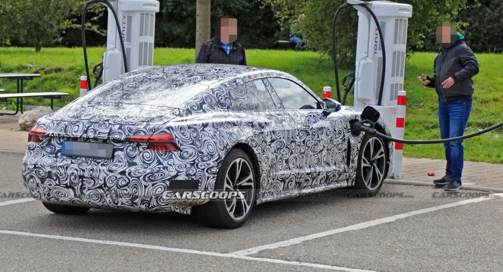  Audi’s RS E-Tron GT Electric Performance Saloon Spotted Charging As Debut Nears