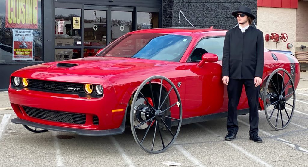  Horse & Buggy Wheels On A Dodge Challenger Hellcat? This Should Be Interesting