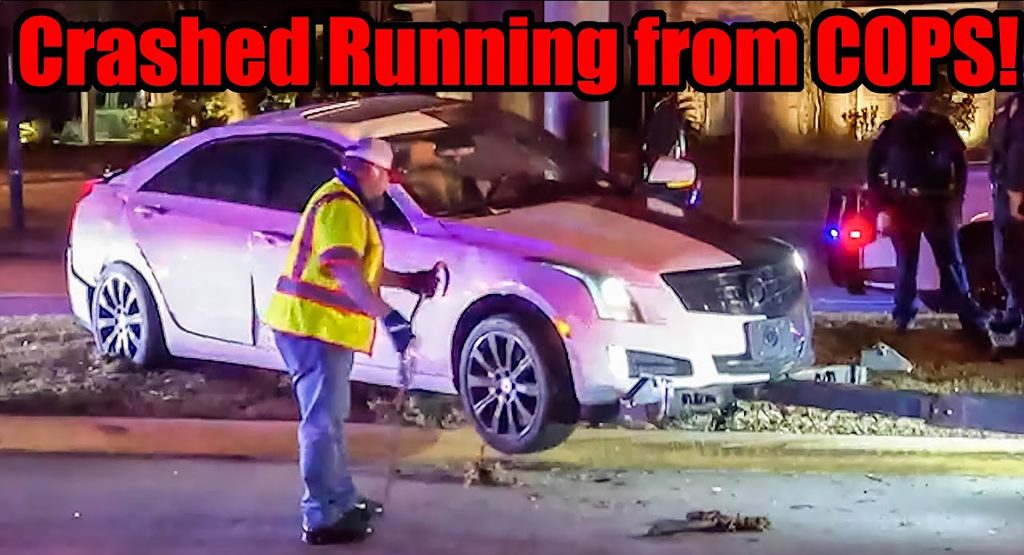  Police Raid Car Meet, Cadillac ATS Driver Crashes While Trying To Run Away