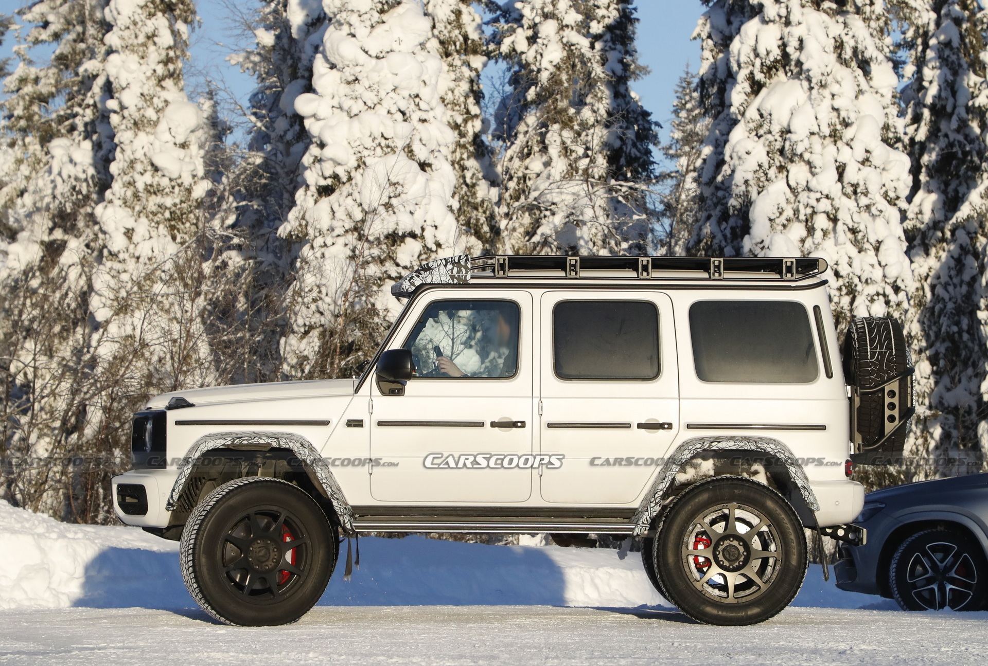 2022 Mercedes G-Class 4X4 Squared Caught Testing And Sliding In The Snow