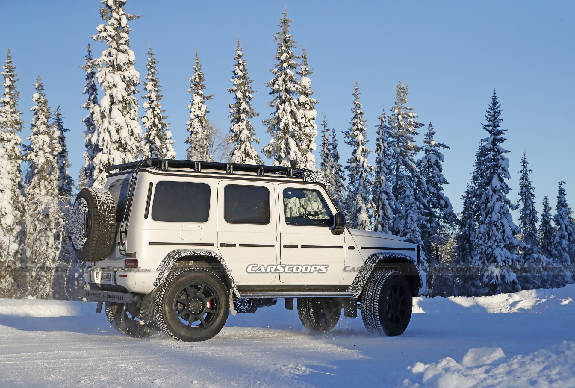 2022 Mercedes G-Class 4X4 Squared Caught Testing And Sliding In The Snow