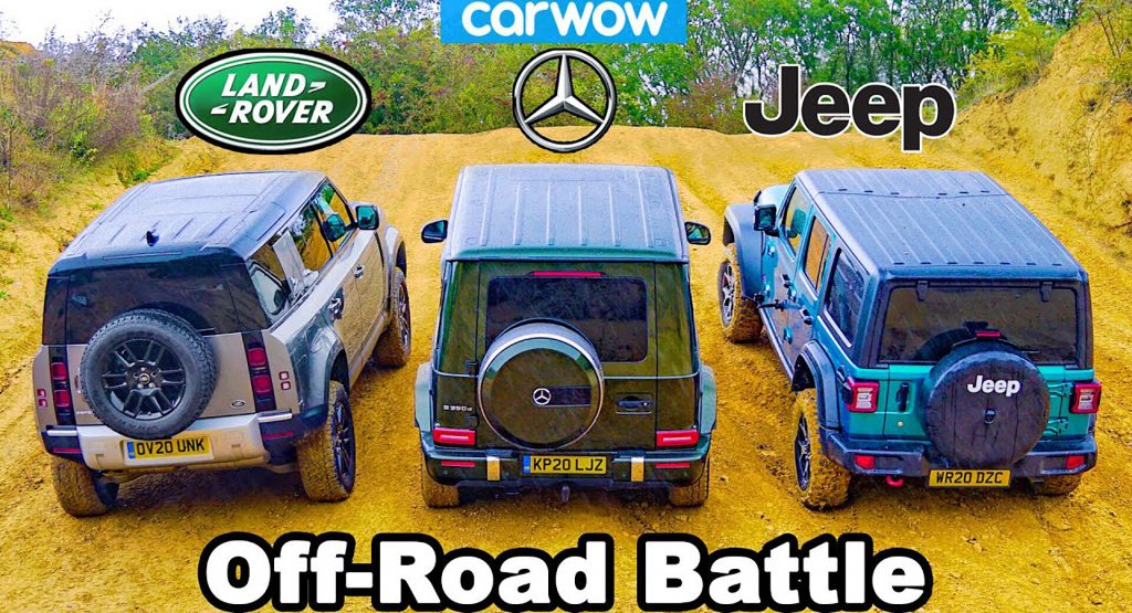  Land Rover Defender, Mercedes G-Class And Jeep Wrangler Battle It Out Off-Road
