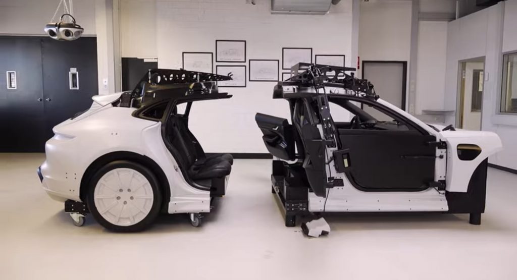  Porsche Using Test Rig That Cracks Open Like An Egg To Test The Taycan Cross Turimo’s Interior